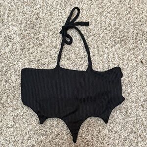 Black Bat Wing Halter Top